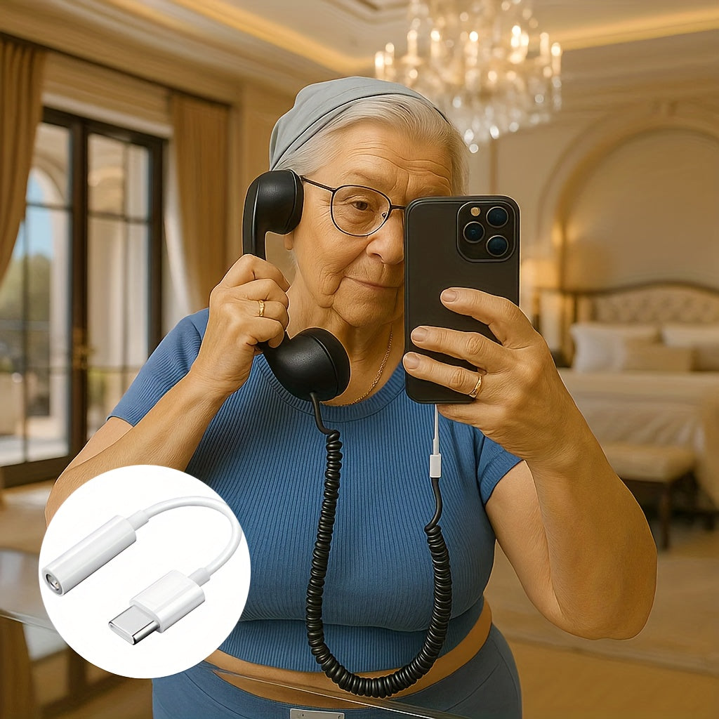 New Retro Phone Handset | Hands-Free Calling for Seniors with Clear Sound And Volume Control Button | Compatible with Smartphones, Tablets And Computers, with Optional Type-C Adapter | Available In Multiple Colors | Practical Christmas Gift