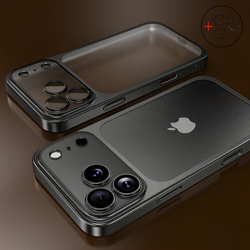 Phone Case: Luxury Matte Transparent Wireless Charging Phone Case for iPhone 12/13/14/15/16/17 Air Pro Max with Shockproof Lens Film and Clear Back Cover