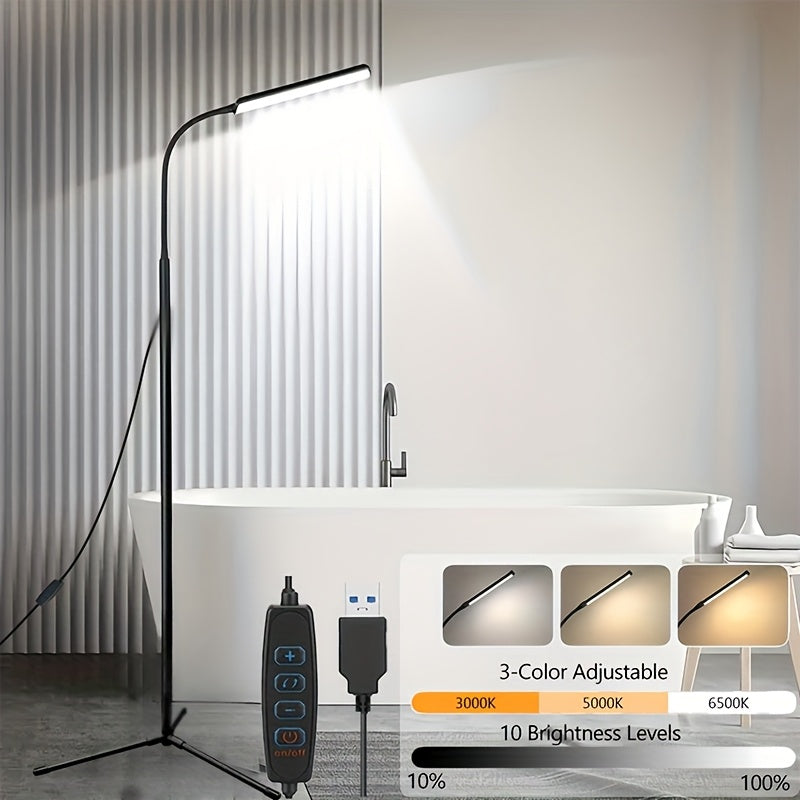 [Smart LED Floor Lamp] Smart LED Floor Lamp, Gooseneck Reading Desk Lamp, 3-Color Temperatures, With Stepless Dimming Floor Lamp, Suitable For Living Room, Bedroom