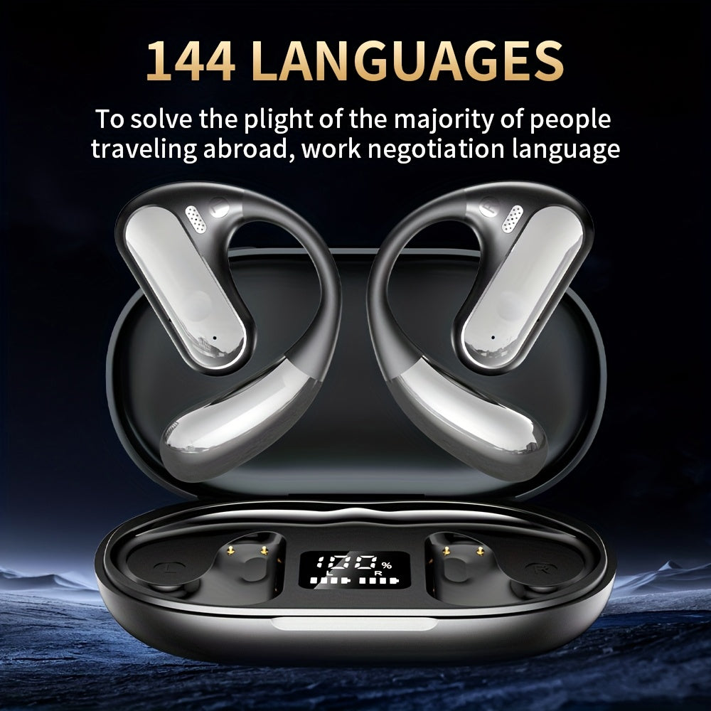 Ai Translation Headset, Bone Conducting Wireless Headset, Real-time Translation In 144 Languages, 6 Mics Intelligent Noise Cancellation, Real-time Translation Of Meeting Notes, Touch Control, Deep Bass, High-definition Voice - Suitable for Running
