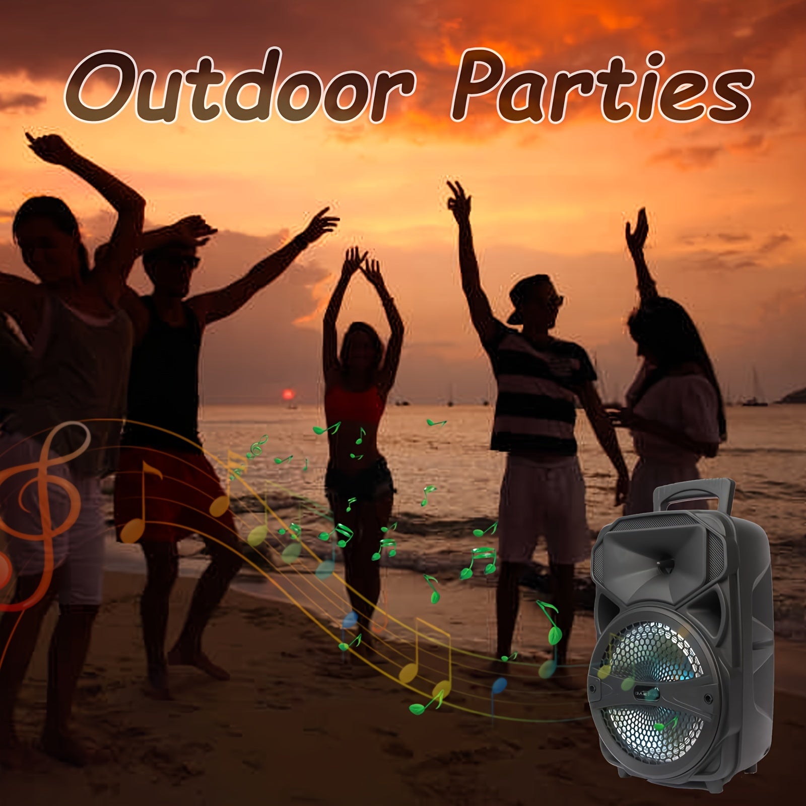 1000W Portable Rechargeable FM Wireless Speaker 8-Inch Subwoofer Heavy Bass Sound System Remote Control Party Speaker W/ Mic LED AUX in