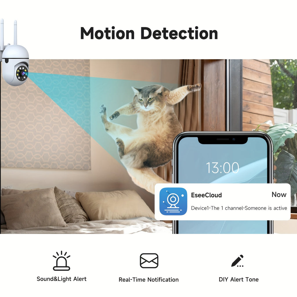 2pcs Dual-Band 2.4/5G WiFi Security Wireless Camera, 355° Pan, AI Motion Detection, Two-Way Audio, Color Night Vision, Cloud & SD Storage, Baby Monitor, Perfect Festival Gifts