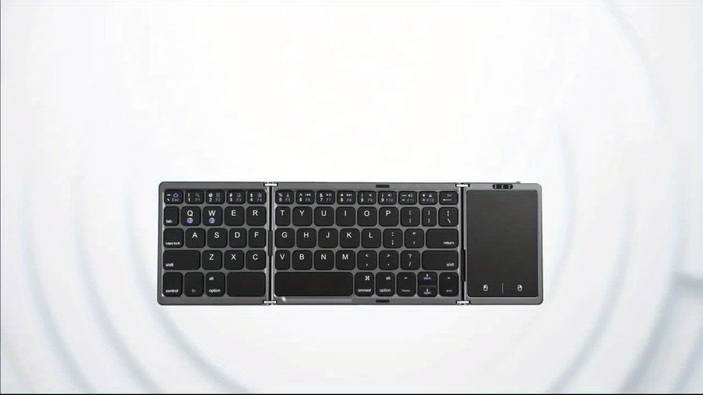 Seenda Foldable Wireless Keyboard with Touchpad Rechargeable Portable Tri-Folding Small Keyboard for Laptop Tablet PC Smartphone Windows IOS Android