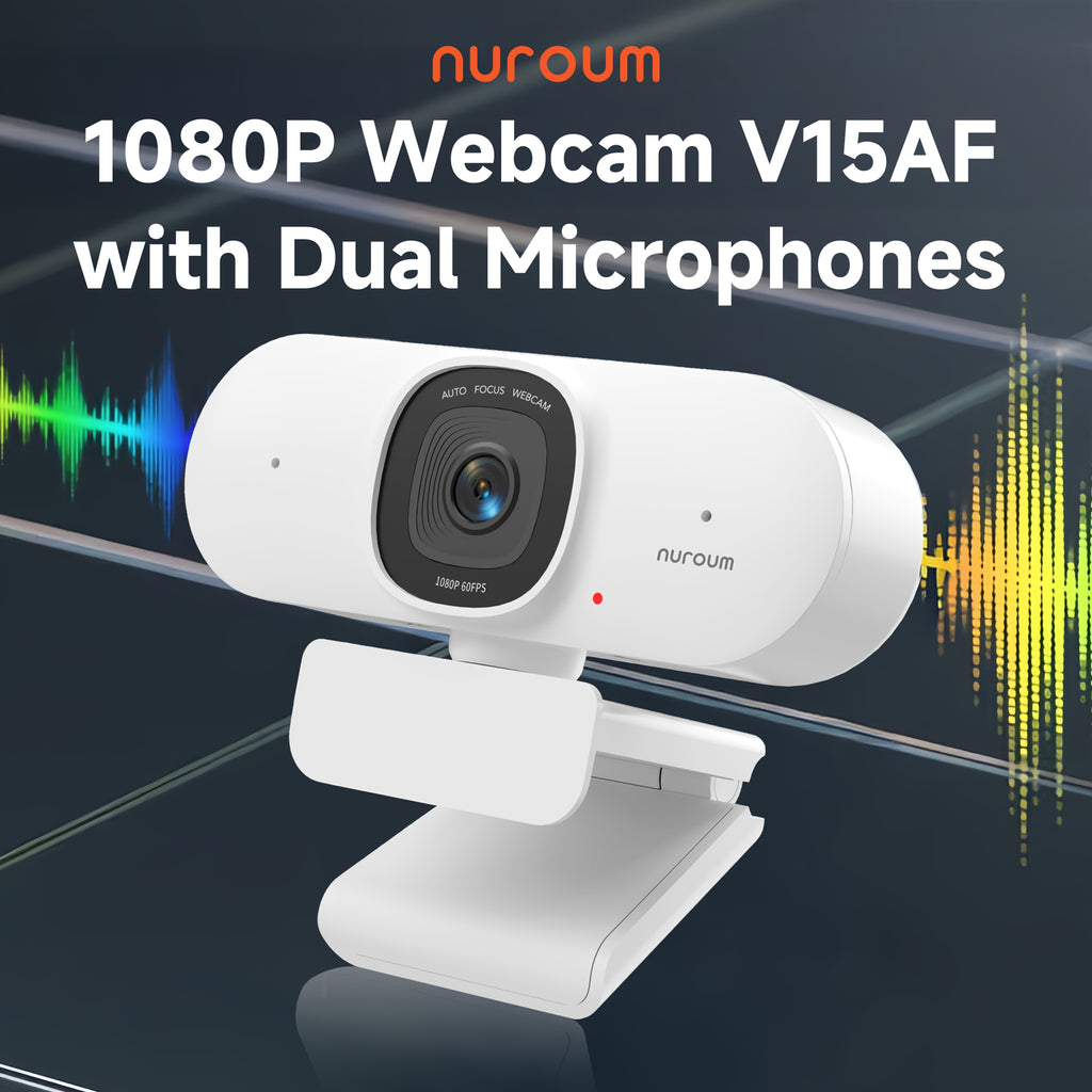 NUROUM 1080P/2K/4K Webcam with AI Auto Framing And True Autofocus Dual Noise Canceling Mics 90 Degree FOV Plug And Play for Zoom Meetings Gaming Home Office, V11/V15/V32