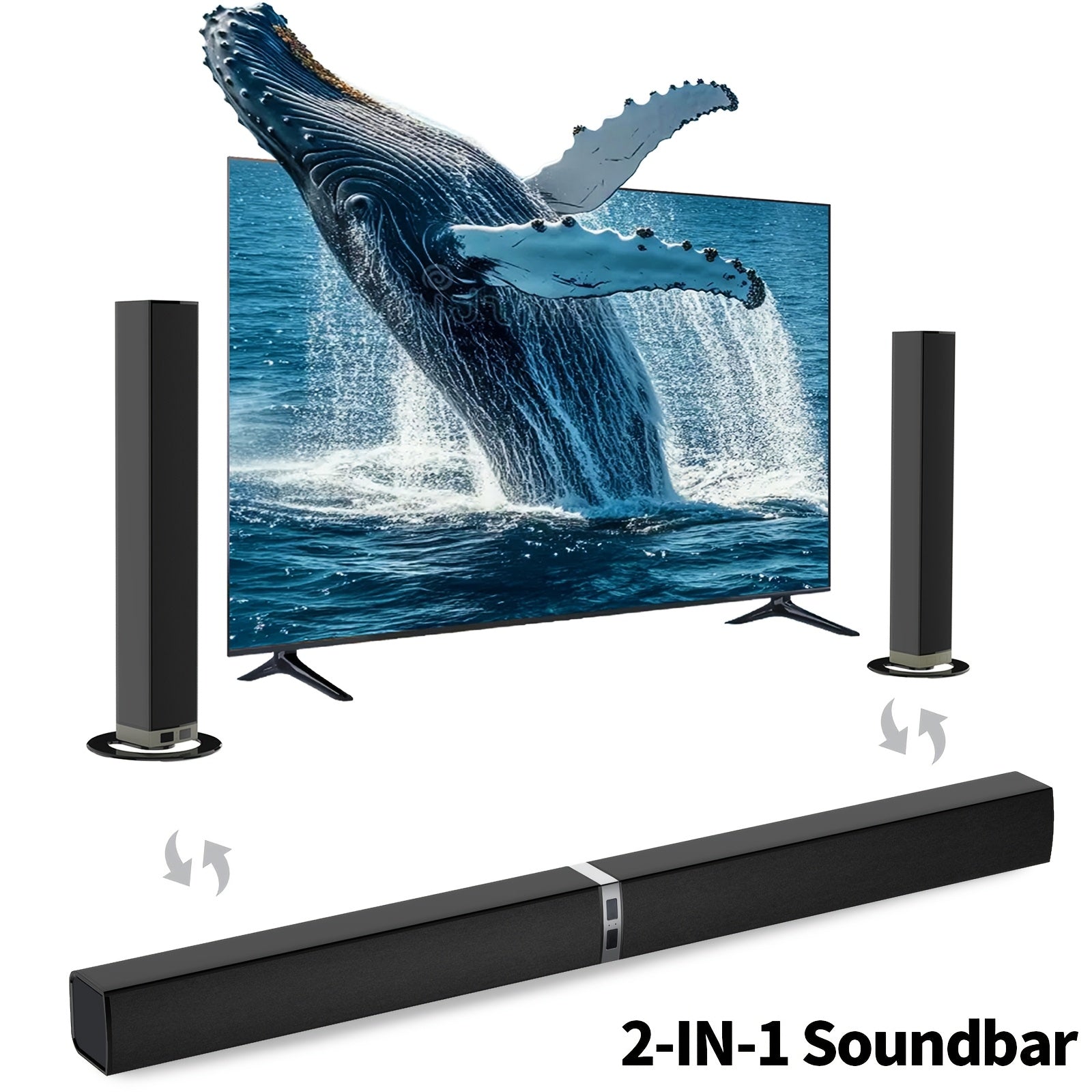 2 IN 1 TV Sound Bar, SoundBar For Smart TV, Wireless Speaker Surround Home Audio, Sound Bars With Subwoofer, ARC/Optical/AUX Connection, With Infrared Remote Control