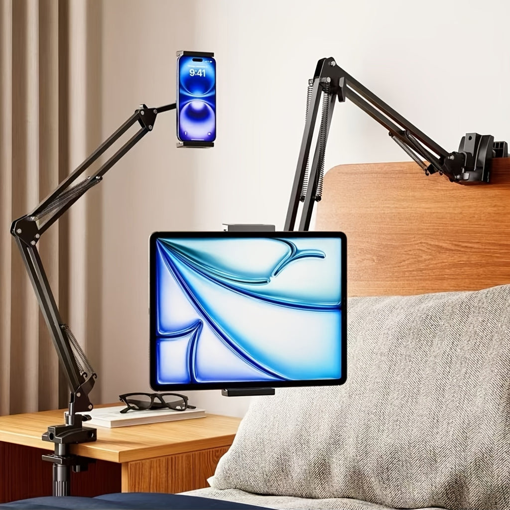 [Tablet & Phone Stand] Extended Desktop Stand, Long Arm Tablet Stand, Bedside Tabletop Stand, Suitable for Ipad, Smartphone Holder, Lazy Phone Holder, Bedside Stand, Mechanical Cantilever Stand