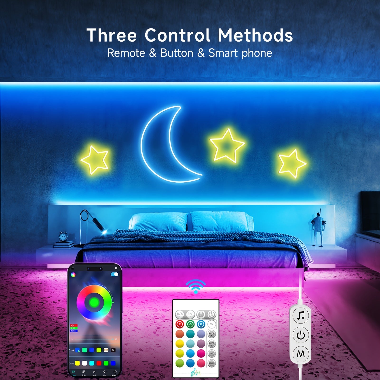[LED Neon Lights] 1 Set Of LED Neon Lights 5m RGB LED String Lights With Remote Control APP Controller Waterproof Flexible Neon Lights With RGB LED Lights