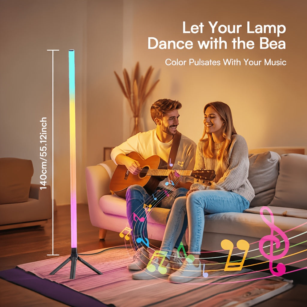 [Christmas Halloween] LED 1/ 2 Pack Corner Floor Light - 16 Million Color-Changing, RGB Smart Modern Light Adjustable 55.9 Inches Approx 142 Cm, with Remote And APP Control, USB Power, Four Modes, Set to Music, Game Room, Christmas And Halloween Decoratio