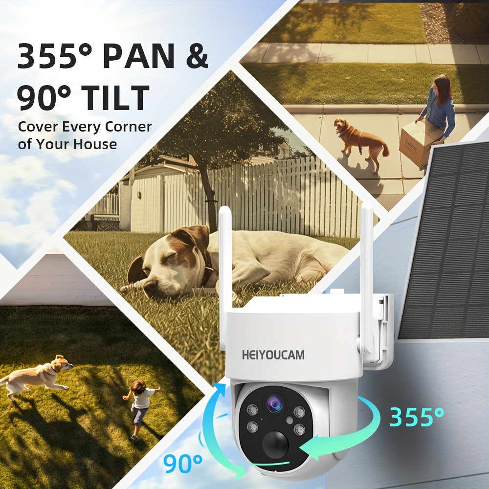 3MP Solar Security Cameras | Wireless Outdoor with 360° View, Smart Siren, Spotlights, 3MP HD Color Night Vision, AI Human Detection, 2-Way Talk, Human Tracking, Weatherproof, Wall Hanging, Motion-Sensor, Wi-Fi Function