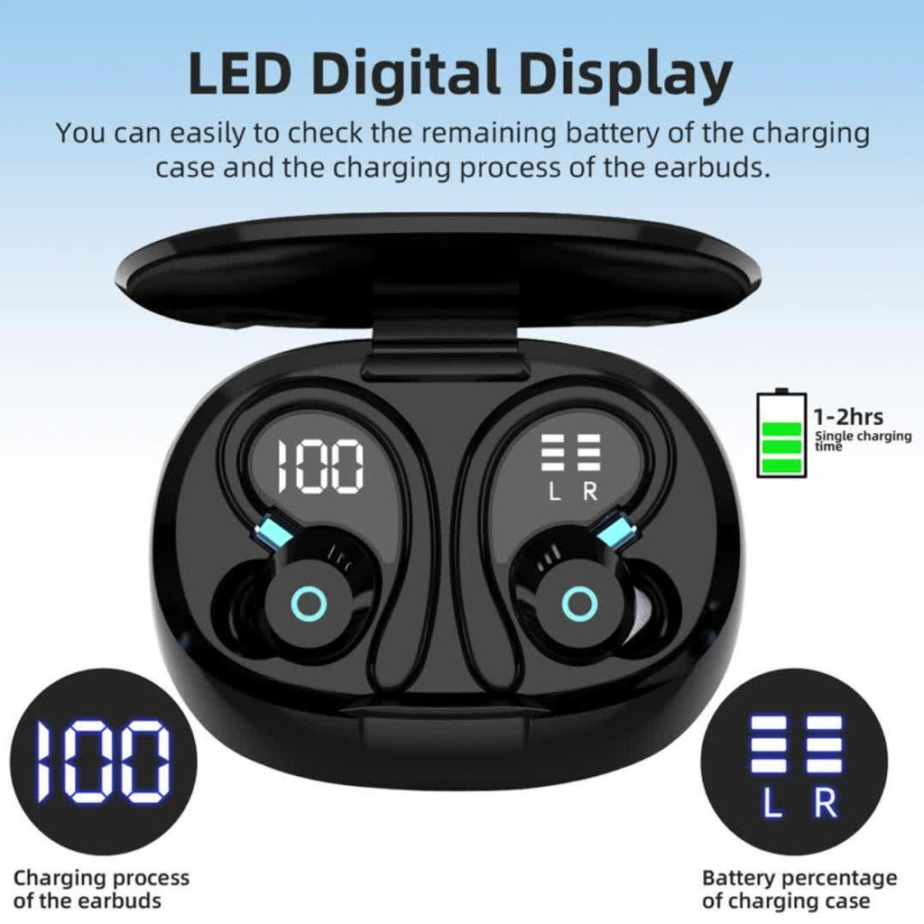 2026 New Wireless Earbuds Hi-Fi Stereo In-Ear Headphones Long Battery Life LED Digital Display Touch Control Noise Canceling Fast USB Charging Sport Gaming Headset Lightweight Fashion Earphones for Commute And Gamers