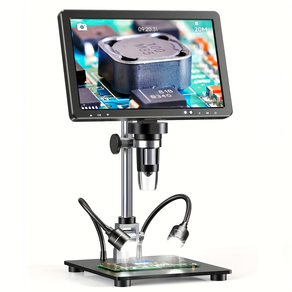 10.1-Inch Digital Microscope, 2000X Coin Microscope with IPS Screen, 20Mp Electronic Soldering Microscope, Comes with 10.4-Inch Extended Stand, Can Be Viewed on Computer, a Gift for Men on Holidays
