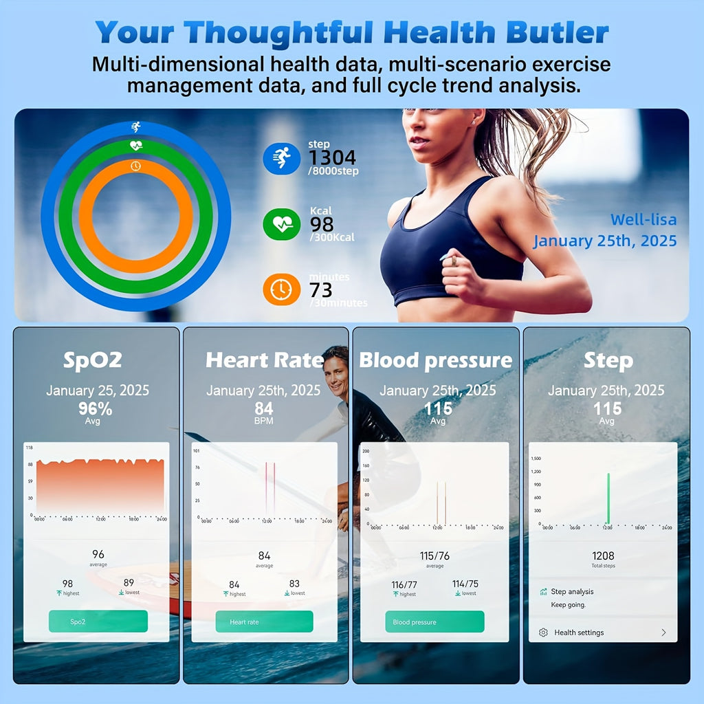 Smart Ring Health Tracker, Health Rings for Women & Men, Sports Rings with Steps, Calories, Sleep Ring Monitor for iPhone Android, Fitness Tracker, Health Tracker Ring - Mother's Day Gifts