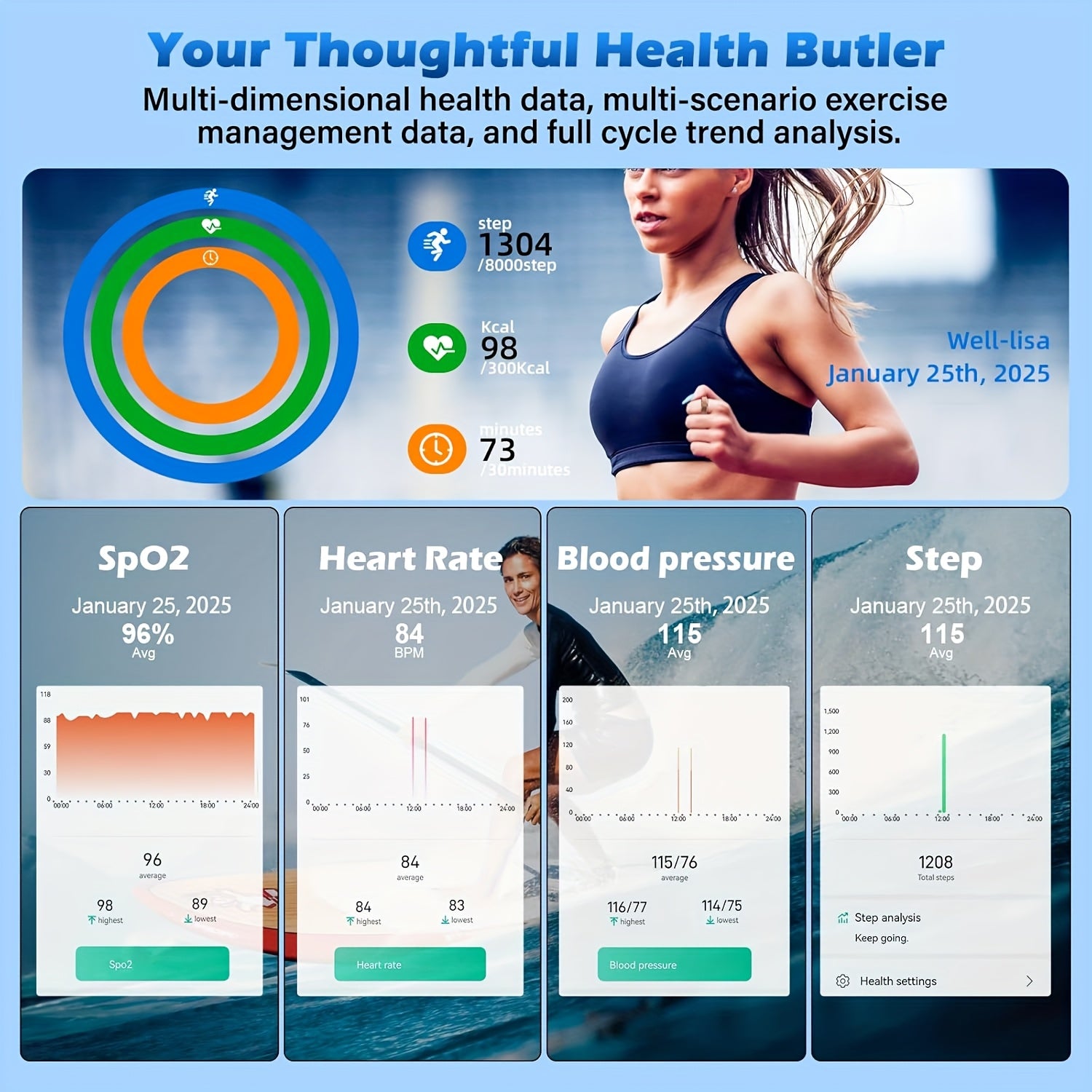Smart Ring Health Tracker, Health Rings for Women & Men, Sports Rings with Steps, Calories, Sleep Ring Monitor for iPhone Android, Fitness Tracker, Health Tracker Ring - Mother's Day Gifts
