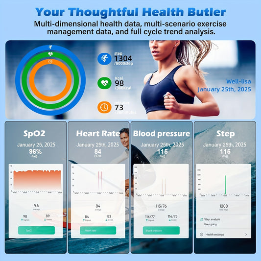 Smart Ring Health Tracker, Health Rings for Women & Men, Sports Rings with Steps, Calories, Sleep Ring Monitor for iPhone Android, Fitness Tracker, Health Tracker Ring - Mother's Day Gifts