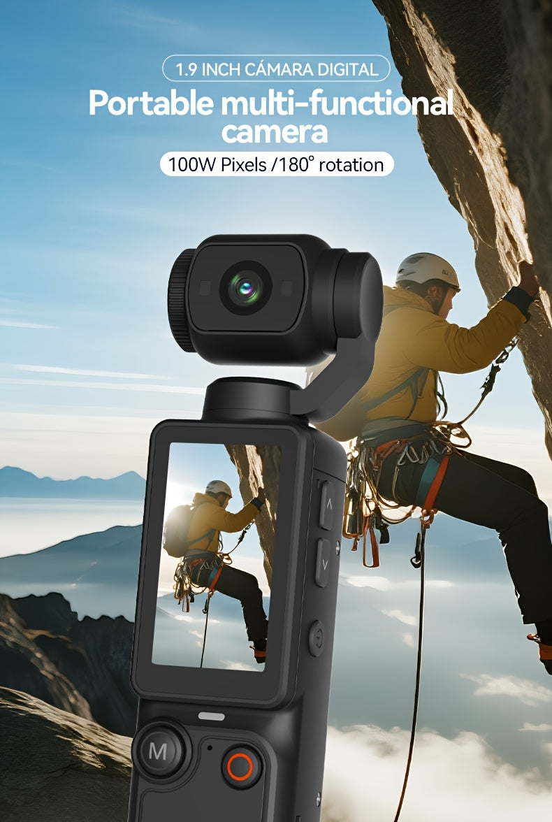 4K UHD Body Camera, with 32GB Card, Mini Video & Audio Pocket Cam, 1.9inch HD Camera, 2000mAh Long Battery Time, 16X Zoom, 180° Rotation for Outdoor Sport, Bike, Travel, Personal Civilians (Pocket Camera 2). Ideal Gift for Xmas