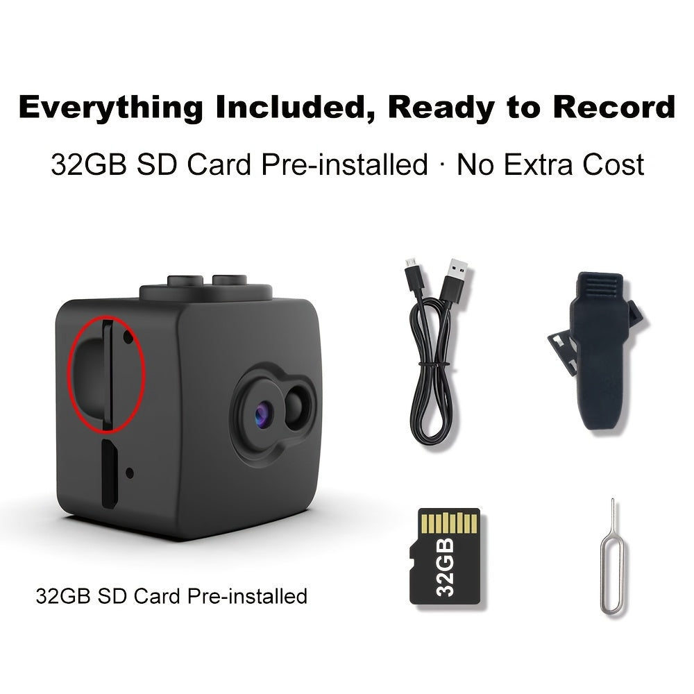 Direct-Recording Camera No Wi-Fi Needed Supports Up To 32GB SD Card Continuous Loop Recording Portable & Rechargeable Battery Camera Plug-and-Play Setup Ideal For Home Security Baby Monitoring Pet Camera Office Surveillance Halloween Gift Compact De