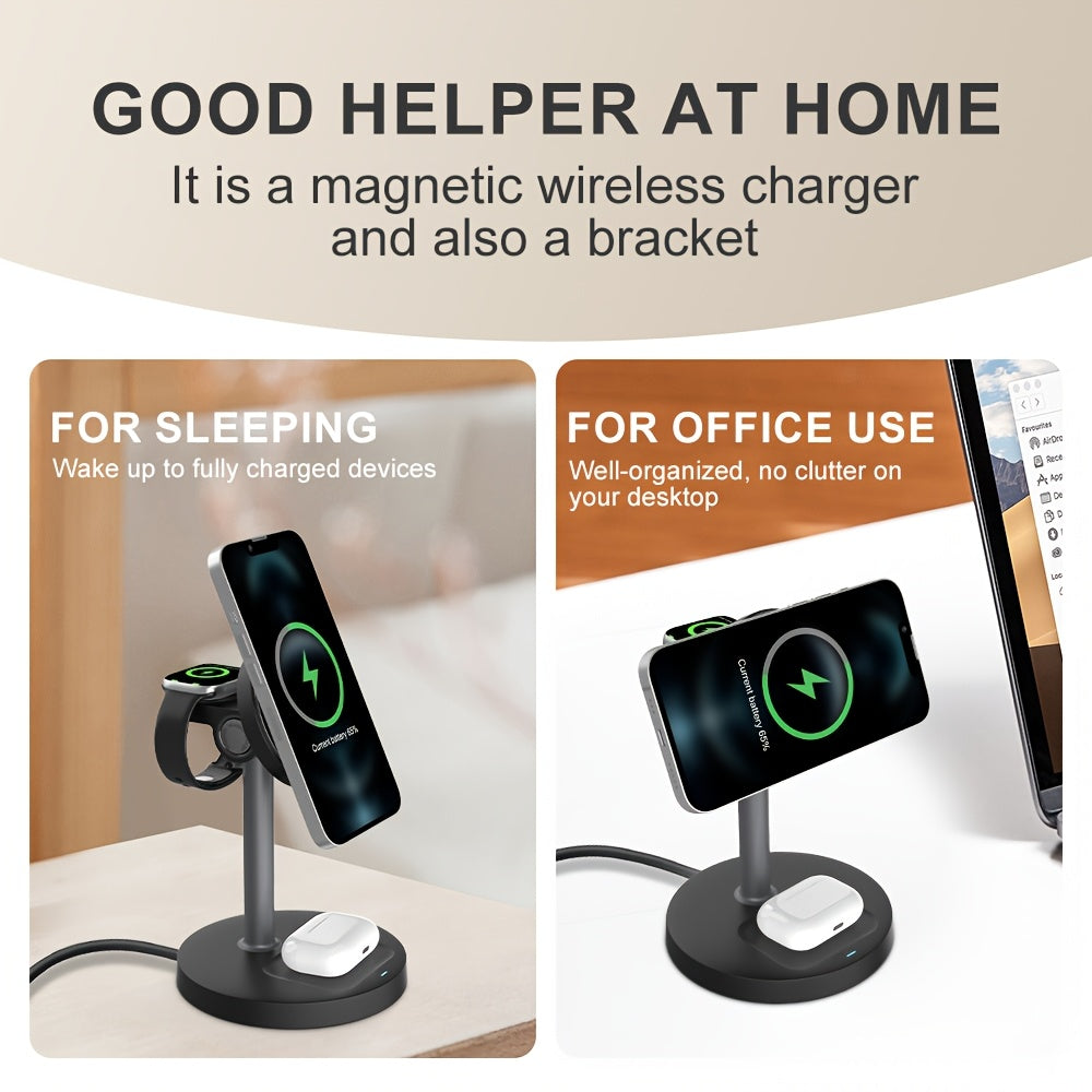 3in 1 Wireless Charging Station, Fast Charger for iPhone 17 16 15 14 13 12 Pro Pro Max for iWatch 3-11 SE Ultra, for AirPods 4 3 2 Pro Wireless Charger