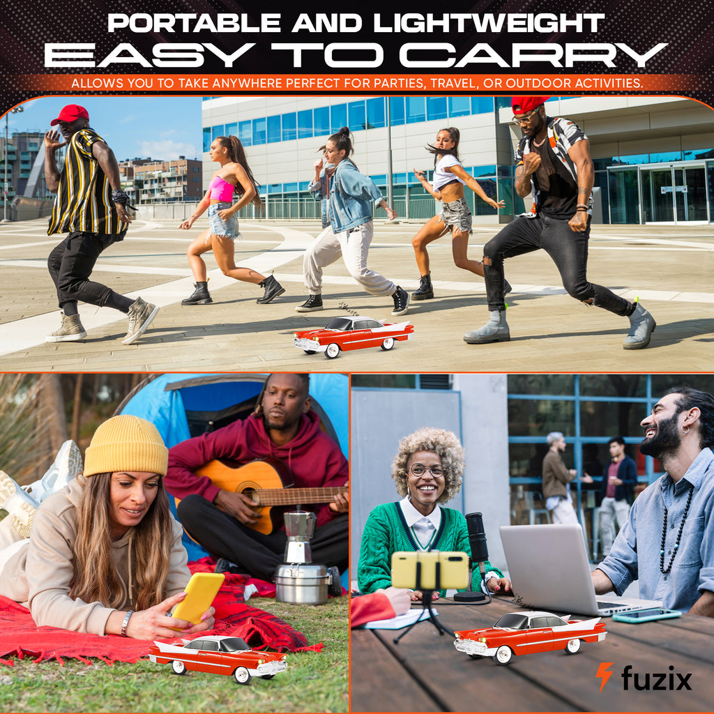 Fuzix WS-1965 Car Bluetooth Portable Speaker, Retro Car-Style Wireless Stereo Speaker with LED Headlights and Taillights, AUX/USB/TF/FM Radio Playback, Rechargeable Battery, High-Power Clear Sound, Multiple Playback Modes, Perfect Festival Gift, Ideal for