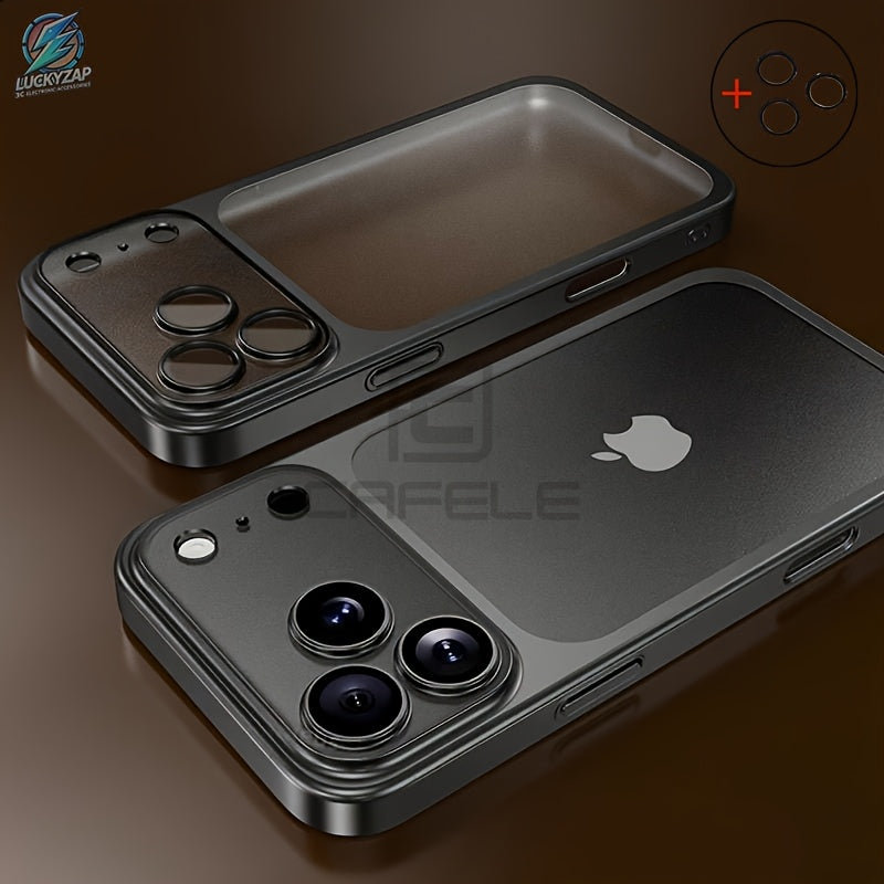 Phone Case: Luxury Matte Transparent Wireless Charging Phone Case for iPhone 12/13/14/15/16/17 Air Pro Max with Shockproof Lens Film and Clear Back Cover