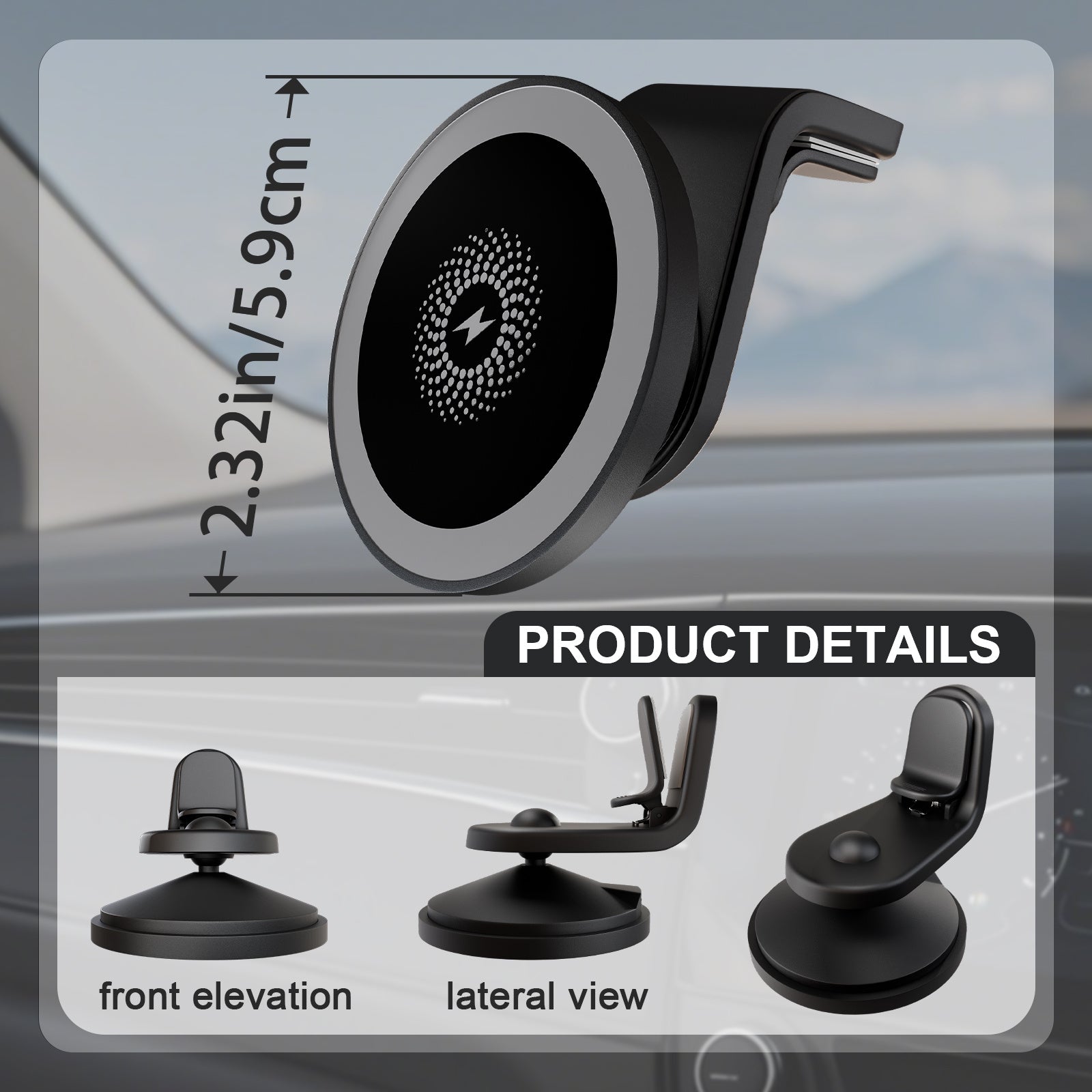 15W Maximum Fast Magnetic Wireless Car Charger Mount, Vehicle Phone Holder for Iphone 17/17 Air 16/16 Pro/16 Plus/16 Pro Max/15/14/13/12 Series, Compatible with for Samsung Galaxy Series And Android Phones, Supports Multiple Devices
