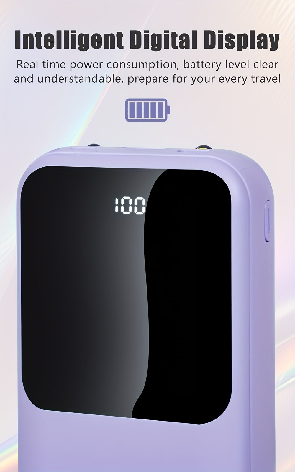 [Outdoor Travel Battery] 10000mAh Mini Cute 5W/15W/22.5W Super Fast Charging Multifunctional Power Bank, Large Capacity Rechargeable Portable Mobile Phone Charger, Built-in 4 Cables, Ultra-Bright LED Lights, Outdoor Travel Battery Packs, Digital Display,