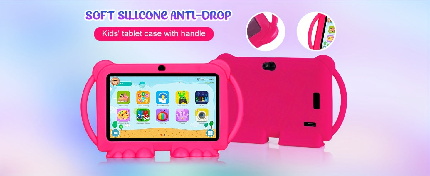 7 Inch Tablet for Kids, 32GB ROM 2GB RAM Android 14.0 Tablet with 2.4G Wifi, GMS, Eye Protection Screen, Parental Control, Education APP, Dual Camera, Shockproof Case, Games, Tablet, Pad