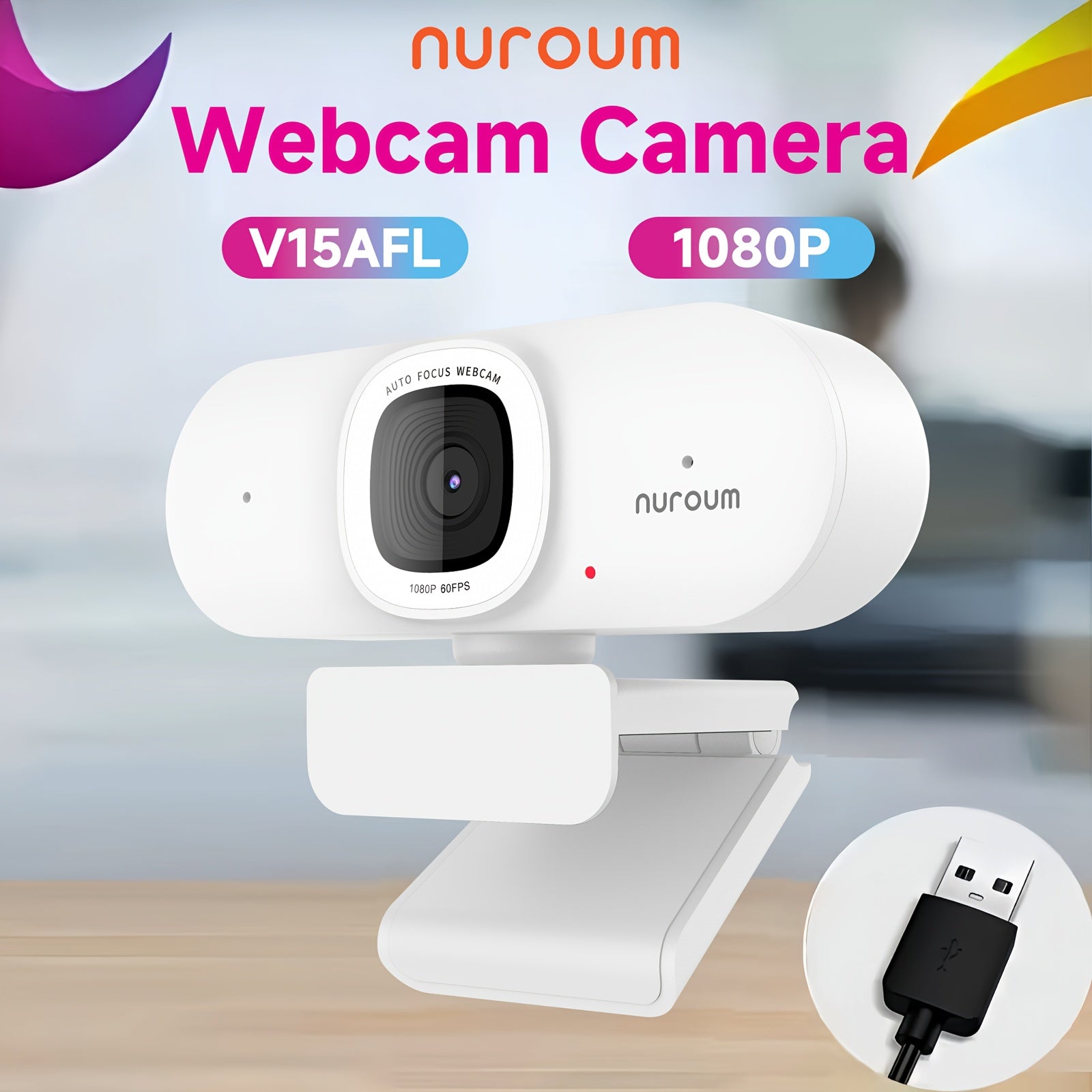 NUROUM 1080P/2K/4K Webcam with AI Auto Framing And True Autofocus Dual Noise Canceling Mics 90 Degree FOV Plug And Play for Zoom Meetings Gaming Home Office, V11/V15/V32