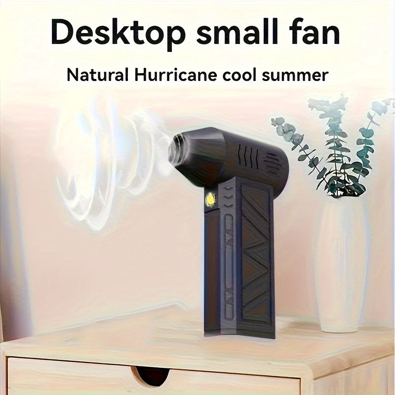 High-Velocity Handheld Portable Fan, Brushless Motor Handheld Fan - USB Rechargeable, High-Velocity, Portable with Lighting Function, Blowing Snow, Camping Essentials, Car Interior Cleaning