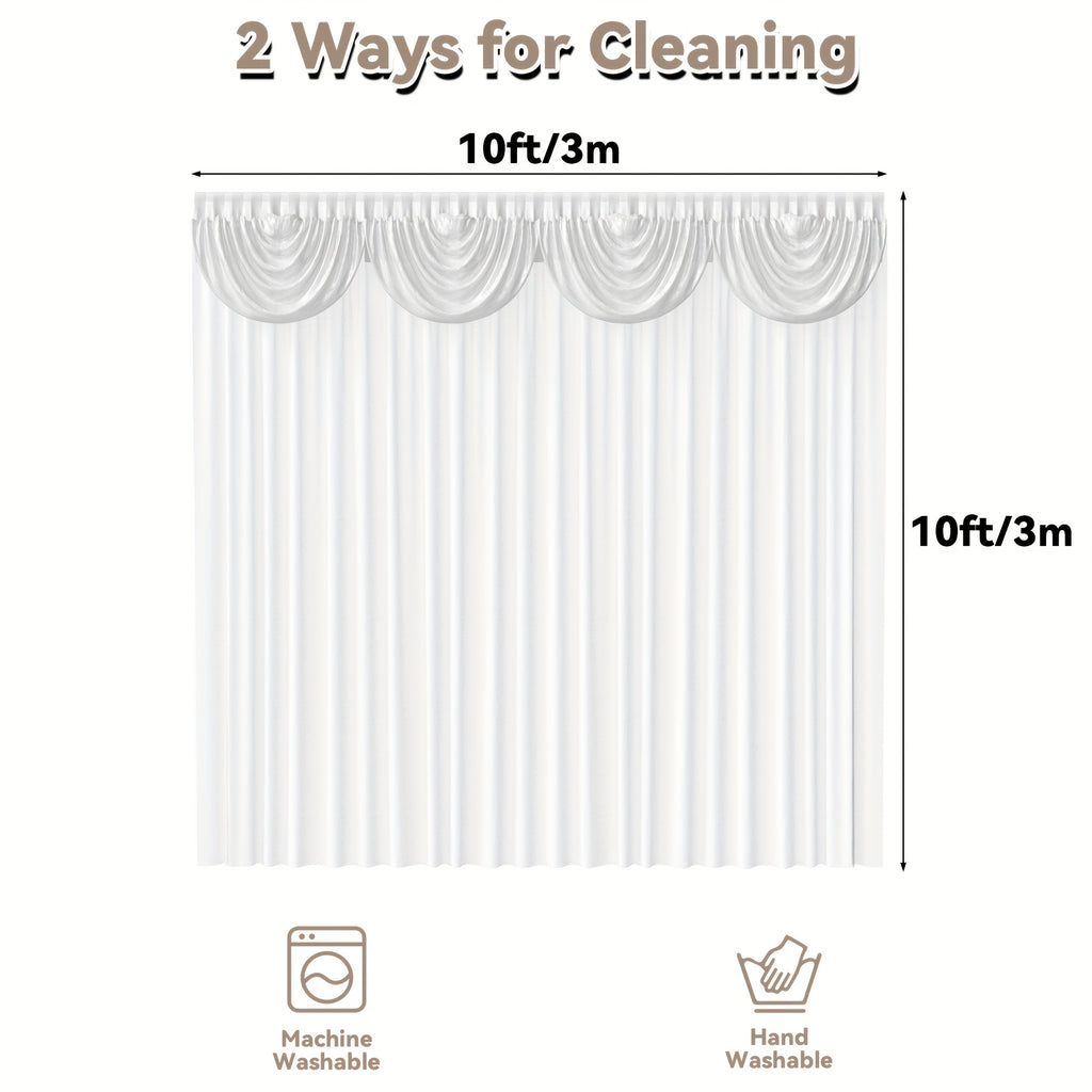 1 Pack 10X10ft Elegant Wedding Backdrop Curtains White - Premium Silk Drapes And Smooth Hanging - for Wedding, Birthday, Shower Party, Home & Events Decor & Photography Background - Valentine's Day Decor - Luxurious Appearance | Silk Curtain