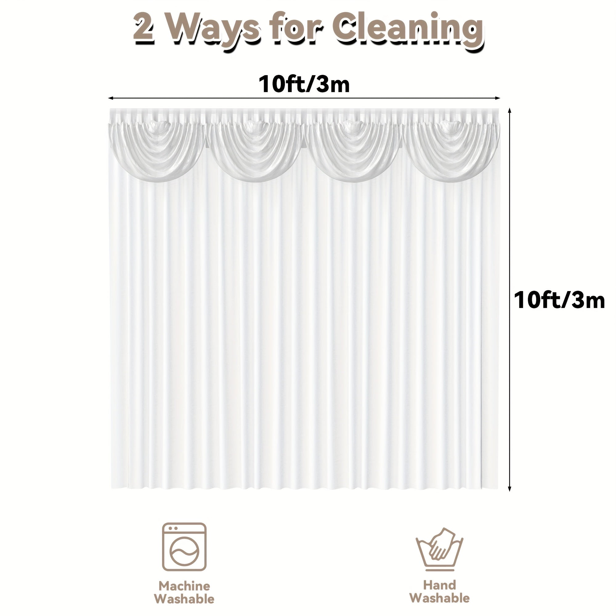 1 Pack 10X10ft Elegant Wedding Backdrop Curtains White - Premium Silk Drapes And Smooth Hanging - for Wedding, Birthday, Shower Party, Home & Events Decor & Photography Background - Valentine's Day Decor - Luxurious Appearance | Silk Curtain