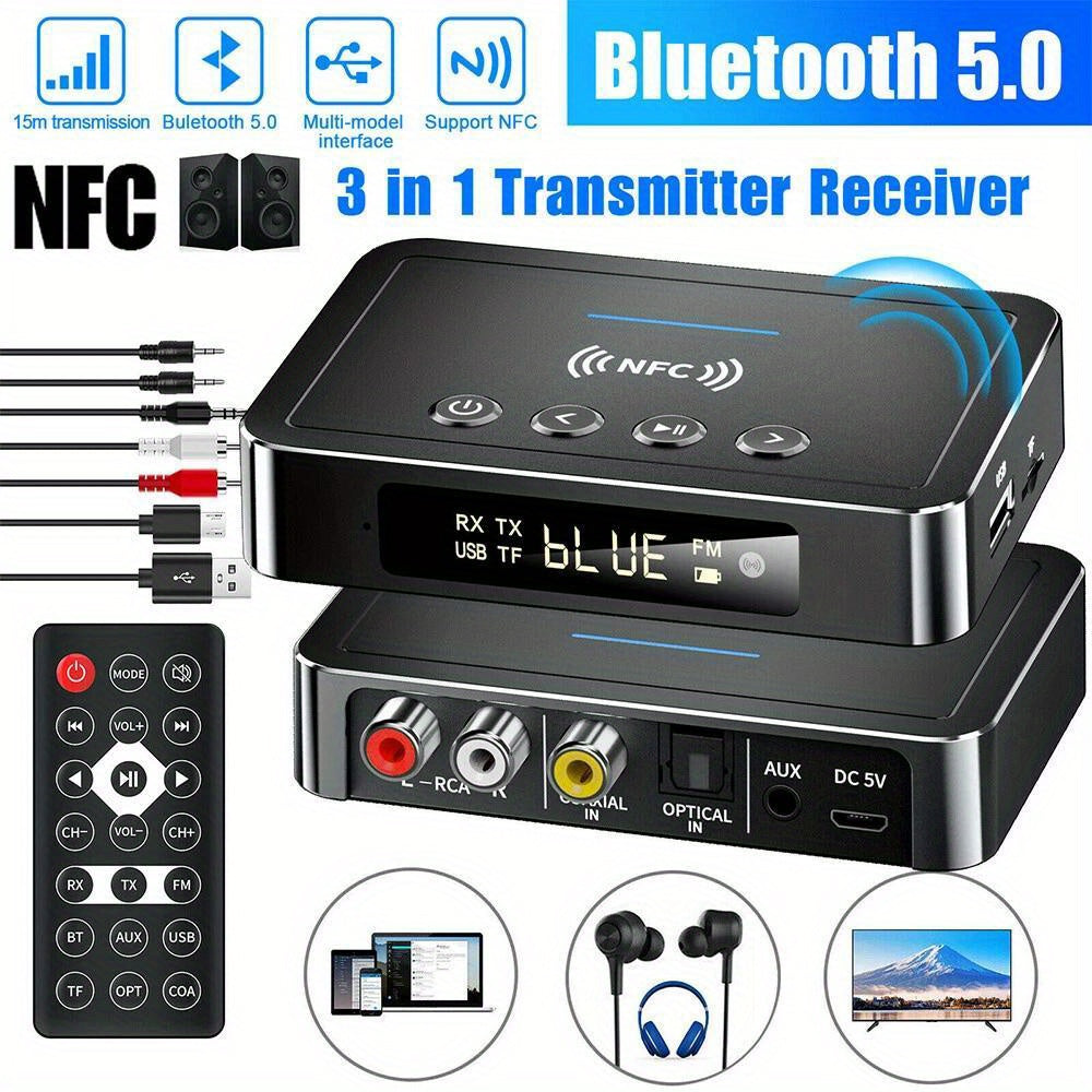 Wireless Transmitter Receiver, Wireless 3.5Mm Adapter, AUX NFC to 2 RCA Audio