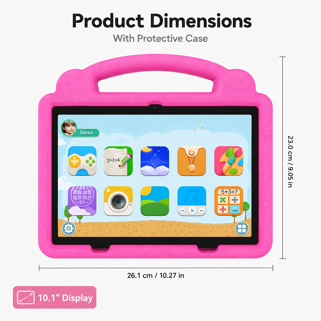 Android 15 10.1-inch Kids' Tablet! 12GB RAM (3+9GB Expansion) And 64GB ROM, Expandable to 1TB, 1280*800 IPS HD Screen, Dual Band WiFi6, 6000mAh Battery, Dual Cameras, Parental Controls, Pre-installed Apps/games, Durable Protective Case Is Included.