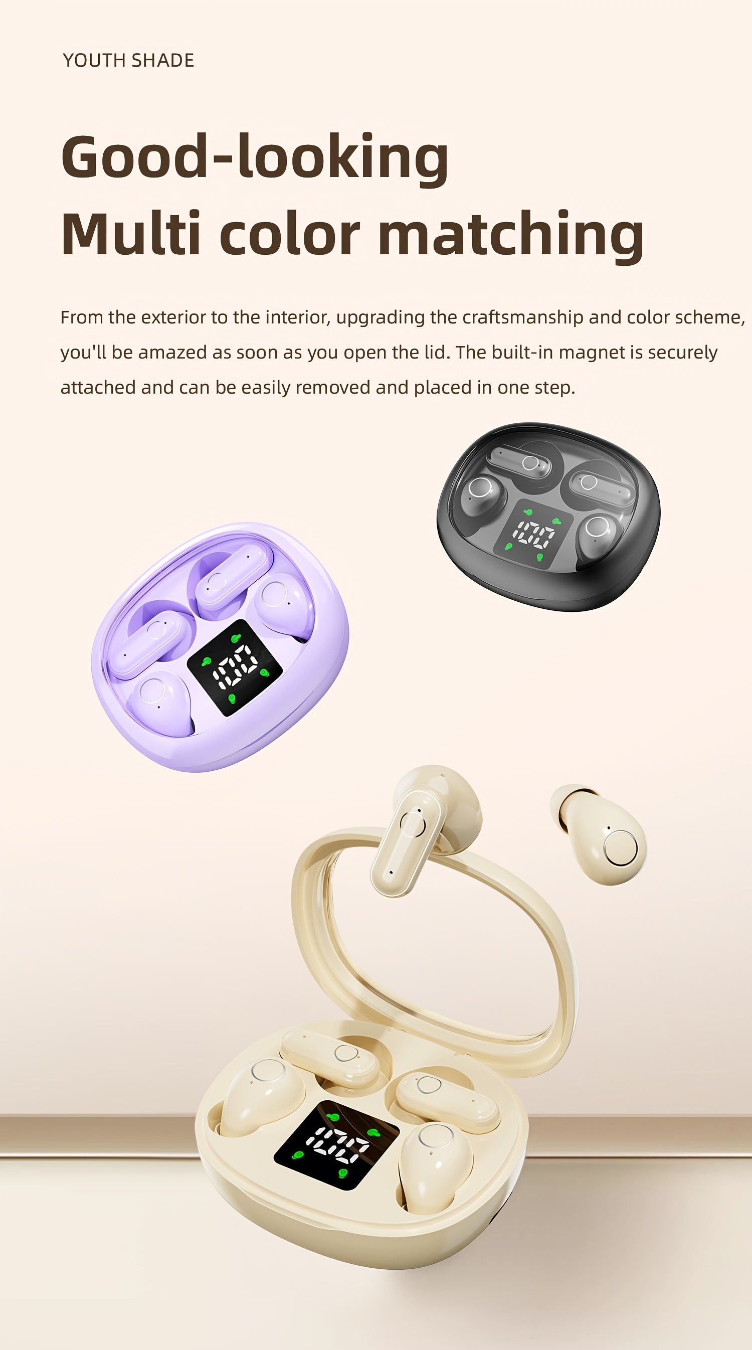 MSHUKCOE 2in1 Wireless Wireless Headphones, Mini Invisible Sleep Earbuds, Sports Noise Cancelling Earphones Comfortable To Wear, Low Bass 6D Sound Effect HIFI Music, For Leisure, Office, And Classroom, Long Battery Life, Suitable For Birthday Gifts