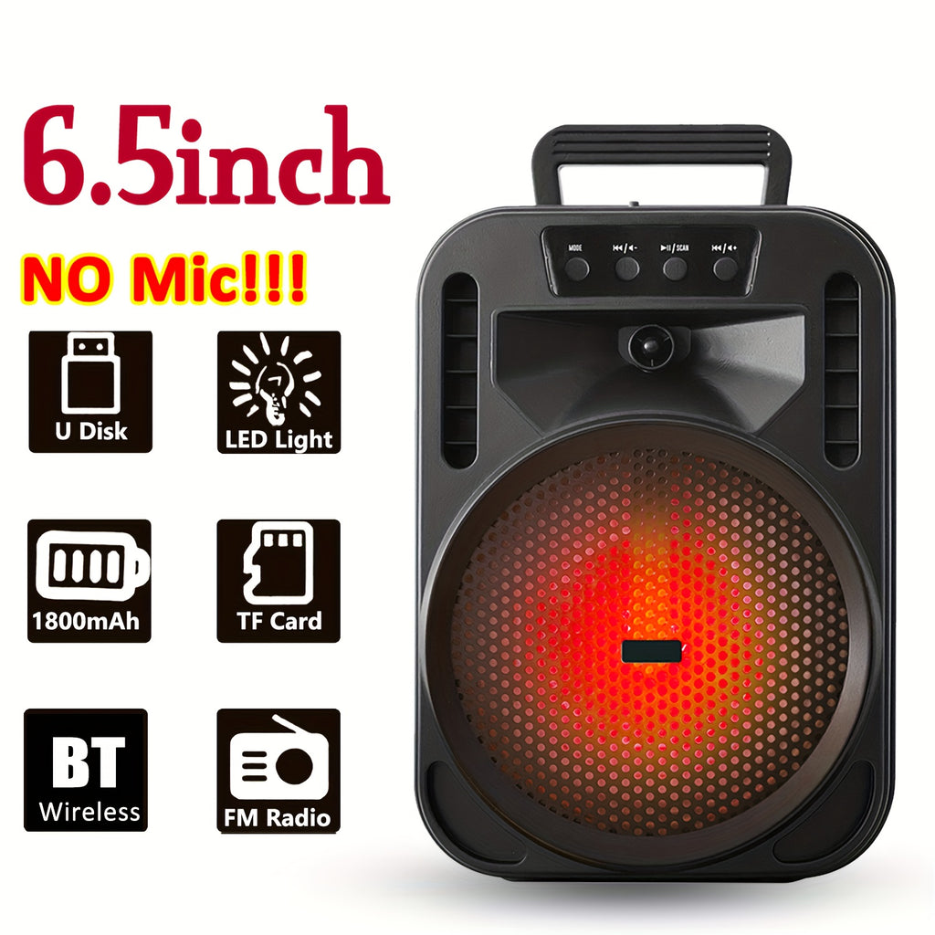 [Portable BT Speaker] 8" Portable BT Wireless Speaker With LED Party Lights | TWS Stereo, FM Radio, USB/TF Playback, AUX, Wired Microphone