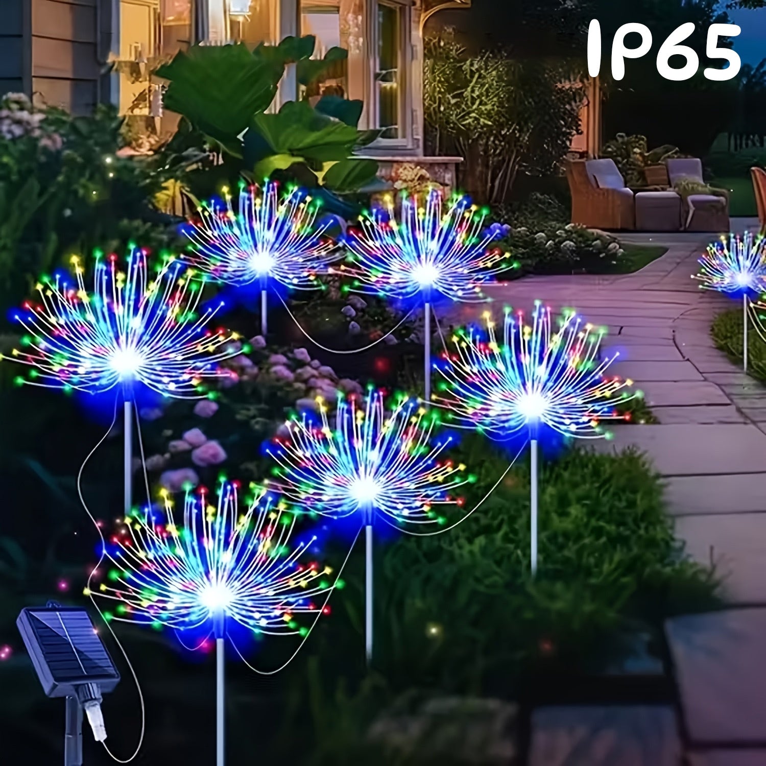 12Pack4PAack Solar Garden Decor Outdoor Lights, 8-Mode Solar Firework Lights, Christmas Outdoor Solar Garden Lights Fairy Firework Decor, Courtyard Pathway Solar Flower Pots Balcony Garden Decor