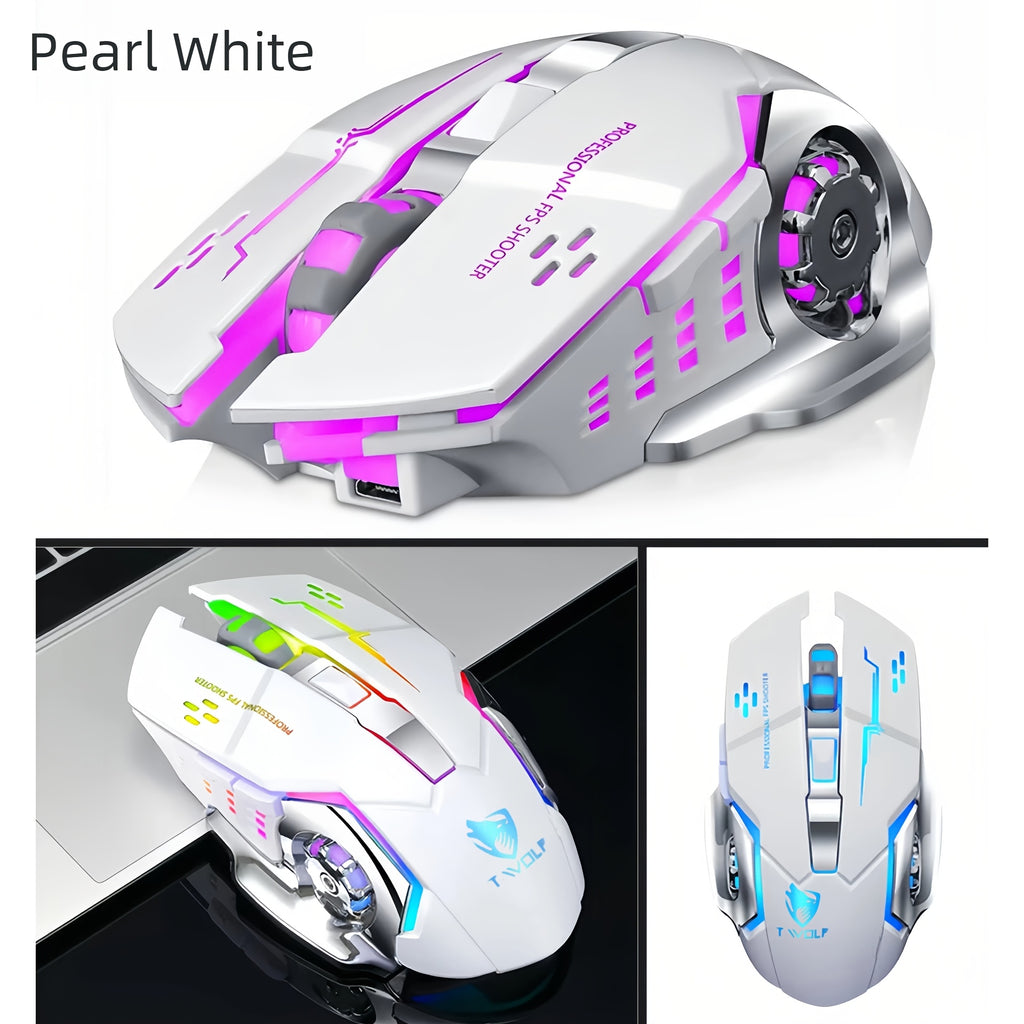 RGB Wireless Gaming Mouse, T-WOLF 2.4GHz + Wireless Rechargeable Mouse, Ergonomic Full Size Large Mouse For Long Hours Of Work Gaming And Study, Laptop PC Tablet Computer And Gaming Accessories, Back To School Gift