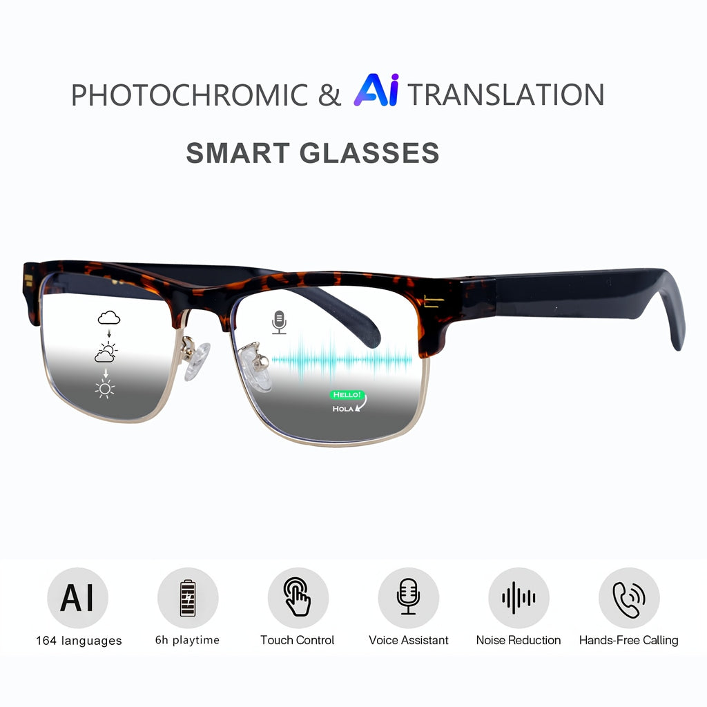 AI Smart Glasses, Smart Glasses With 160 Languages Real Time Translation Support, Chat GPT System, Hvesbsfsy New Multi-functional Audio Glasses For Men And Women, Built-in Microphone And Speaker, HD Voice Calls And HIFI Music Quality