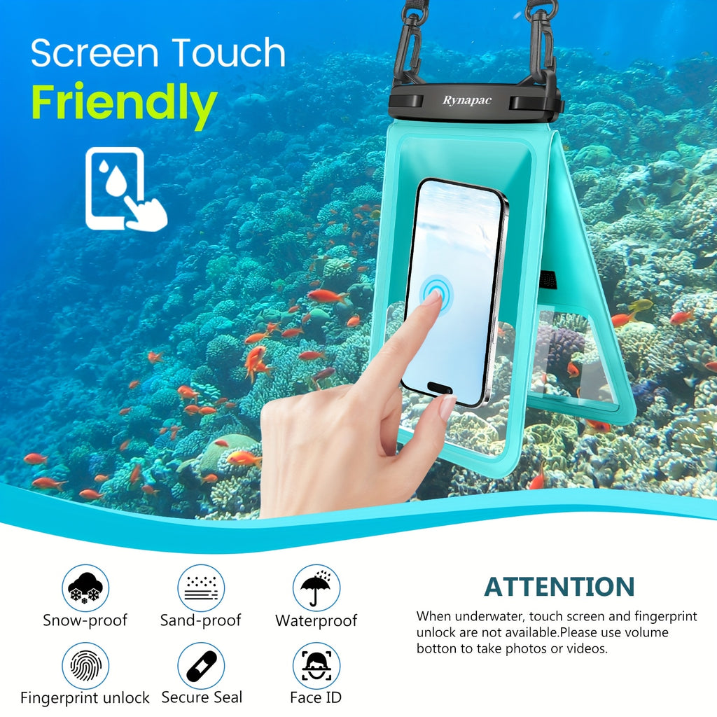 RYNAPC 2-Pack Phone Pouches, Double-Layer Phone Cases with Lanyard - 6.7-inch Large Capacity Dry Bags | IPX8, Shockproof And Sandproof | Suitable for iPhone 16/15/14 Pro Max | Ideal for Swimming, Boating, And Kayaking