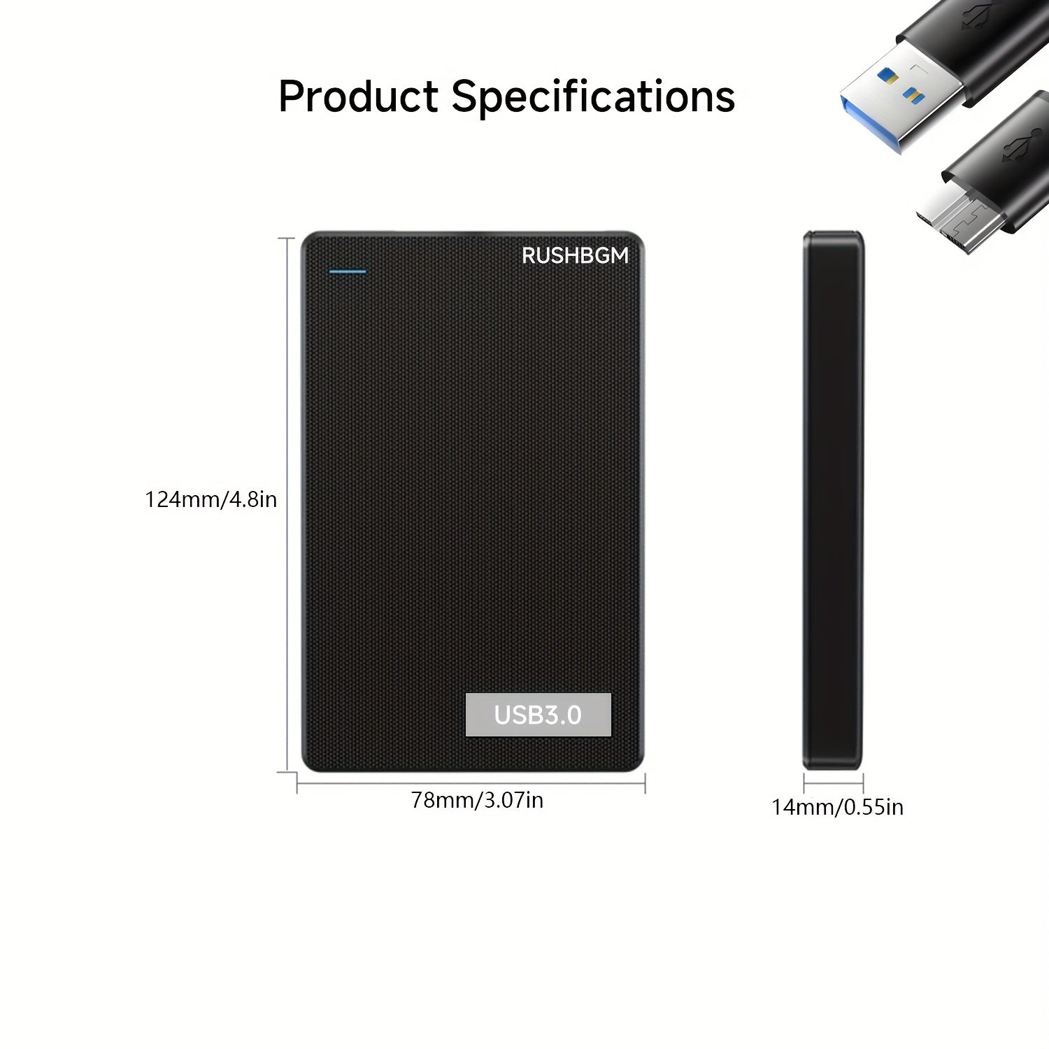 4TB High Speed Portable External Hard Drive USB 3.0 - Tool-Free Installation, PC/ Laptop/Office Large Capacity HDD, Exfat File System, /Video/Music Extended Backup (Black), Portable Storage Drive, Office Data Storage, Stylish Design