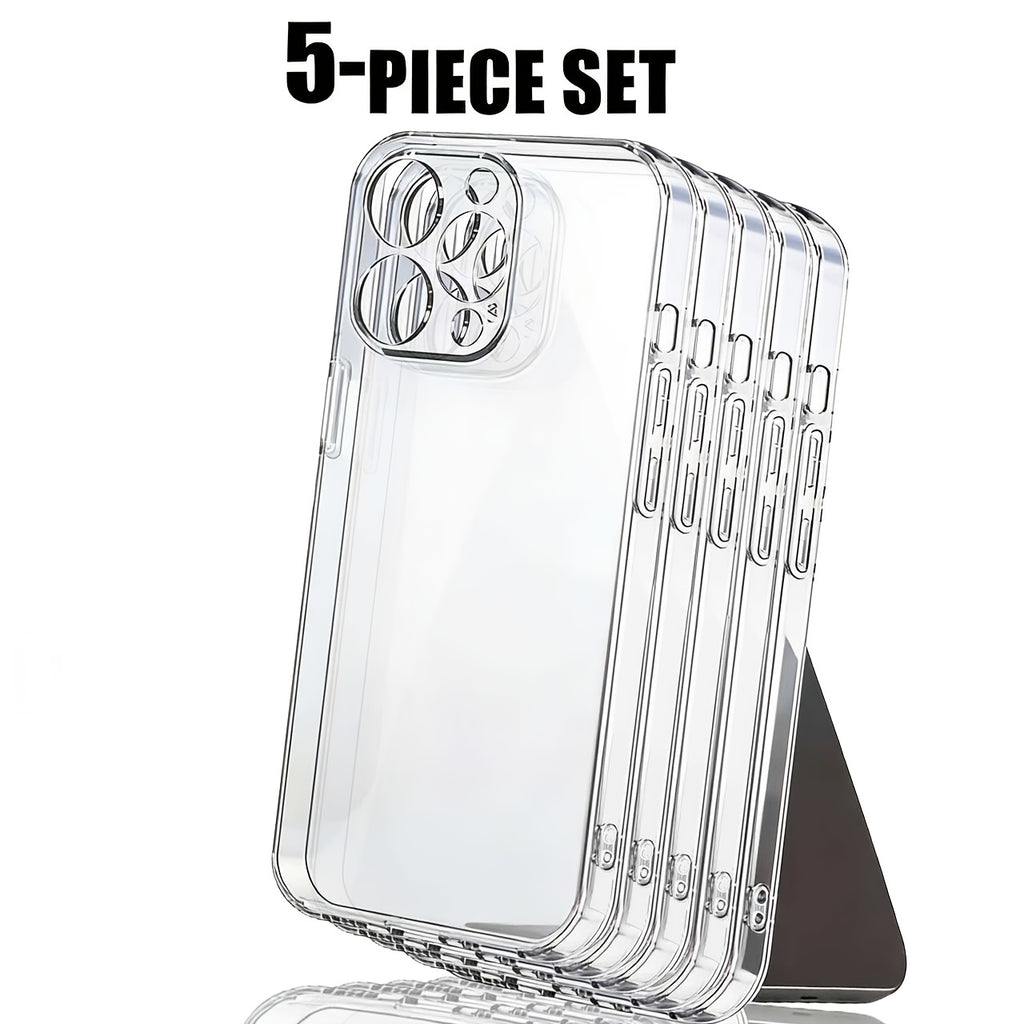 Phone Case: 5pcs Transparent Shockproof And Anti-drop Phone Case for Men And Women, Suitable for iPhone 16 Pro Max/X/Xs/Xs Max, 11/12/13/14/15 Pro Max, And Plus Models. The Perfect Gift for Men, Women, Children, And Seniors.