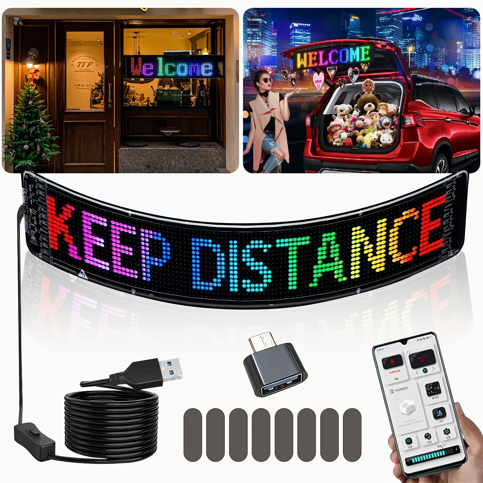 Programmable LED Display Screen & Smart RGB Color Pixel Wall Art Panel - USB- App-Controlled Suitable for Home Theater, Car Dashboard, Game Room, DIY Text/Animations, /Infrared Remote Control for Modern Decoration