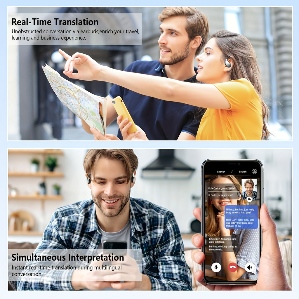 2026 AI Real-Time Translation Earphones: Support 156 Languages And Accents with Triple Real-Time Translation, Wireless Earphones Compatible with IOS And Android, Travel, Business, And Study Translation Device