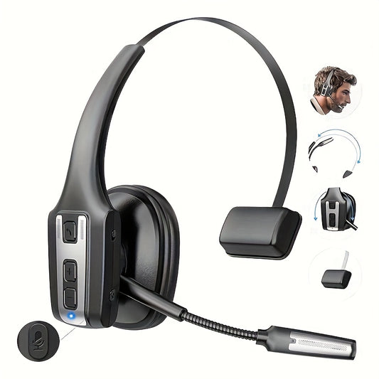 Wireless Bluetooth headphones, trucker, portable and lightweight, stylish, Type-C charging, black, suitable for multi-platform calls and office use Teams/Zoom/Skype, Highquality Sound, Durable Build, Noisecanceling Headphones, Dual Device Connection,