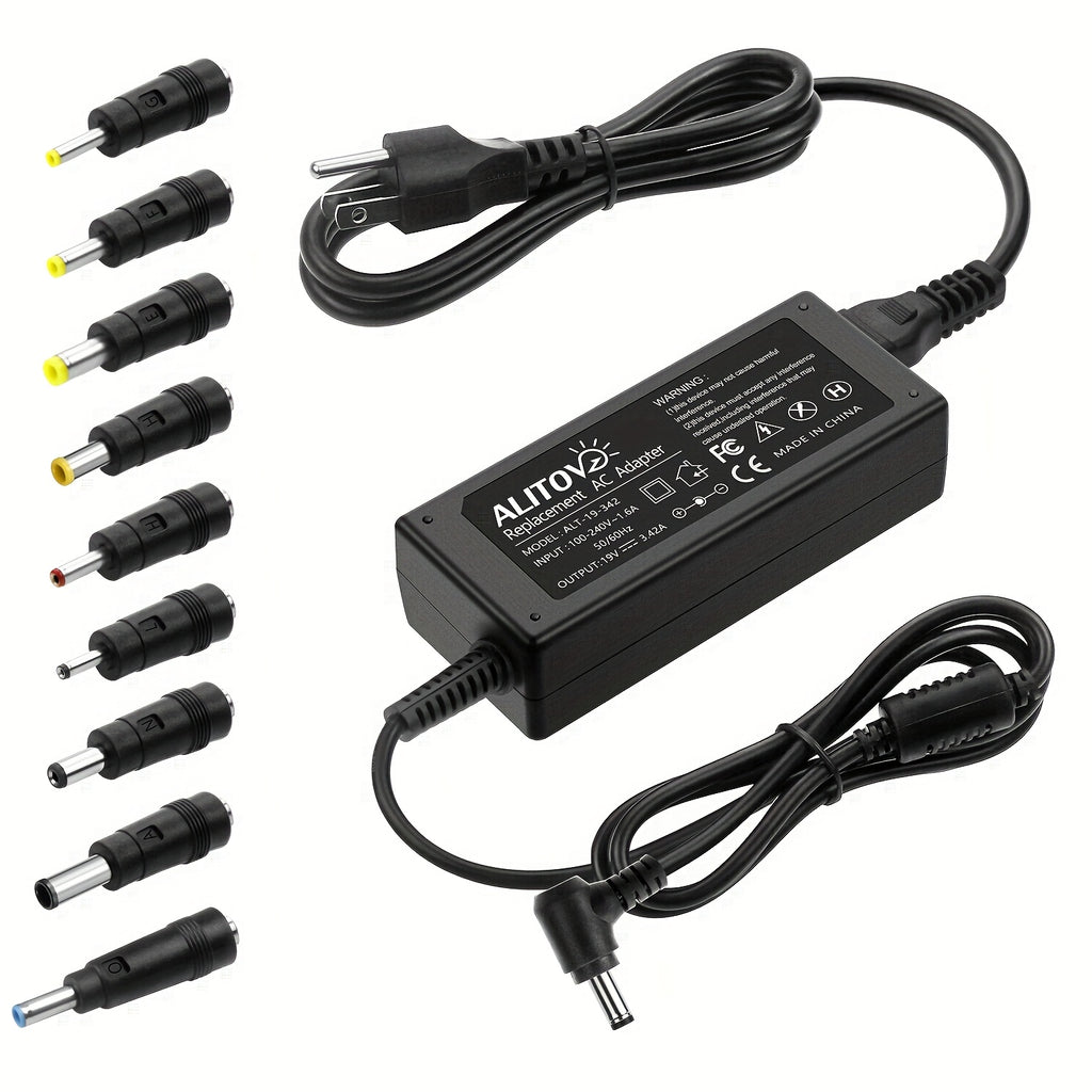 ALITOVE 19V 3.42A 65W With 9 Adapters, DC Power Adapter, Laptop Charger, Monitor Power Cord. Multi-interface Design Supports Adaptation To Various Devices Such As Monitors, Laptops, And Audio Equipment