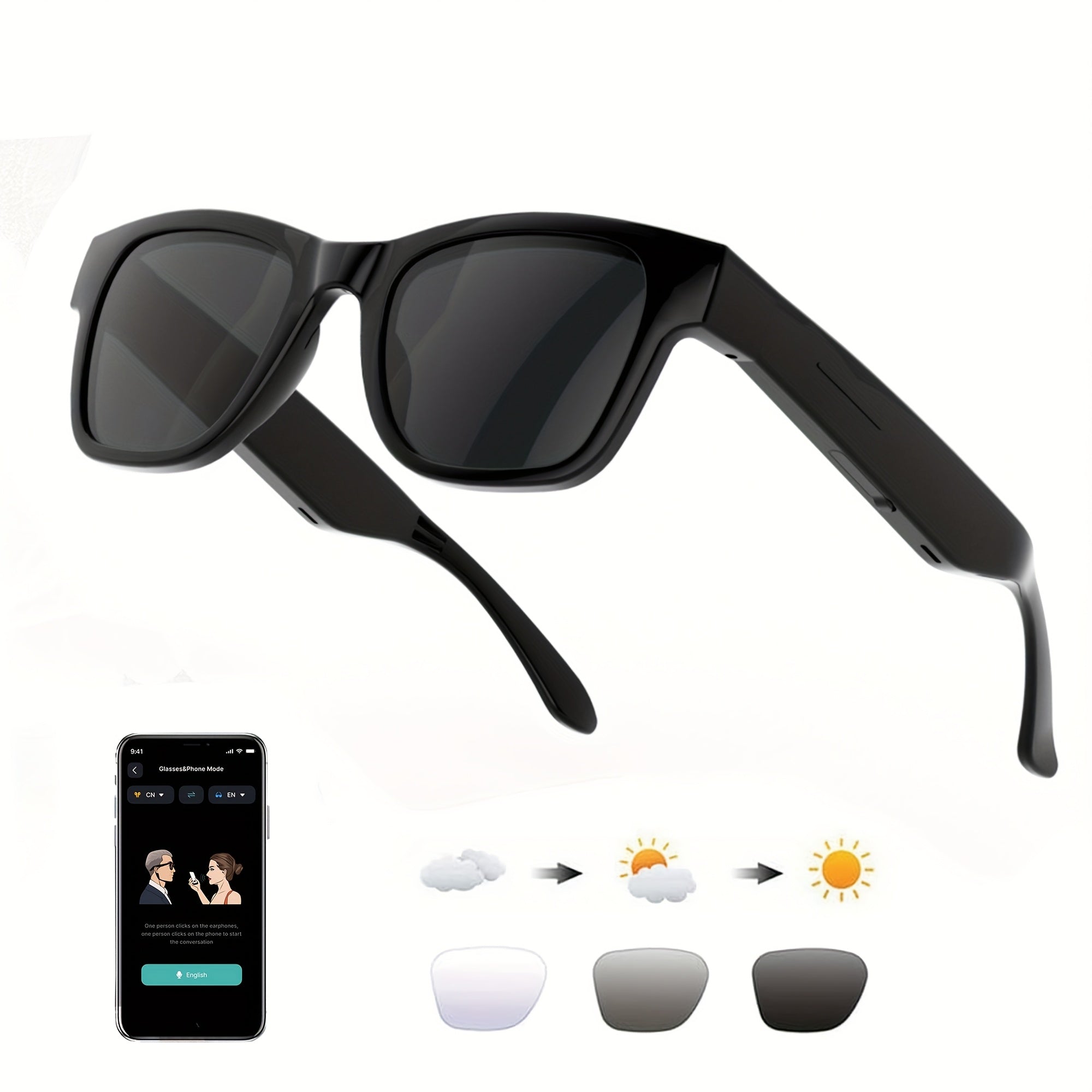 OICIIDO New AI Smart Glasses Support Real-time Translation for 160+ Languages And Video Translation. Equipped with Chat GPT System. Multifunctional Audio Glasses for Men And Women. Built-in Microphone And Speaker. HD Voice Calls And Hi-Fi Music