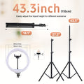 10" Ring Light with 43" Extendable Tripod Stands And Phone Holder, Dimmable LED Circle Round Light for Selfie Camera Photography/Makeup/YouTube Video/Vlogging/Live Streaming