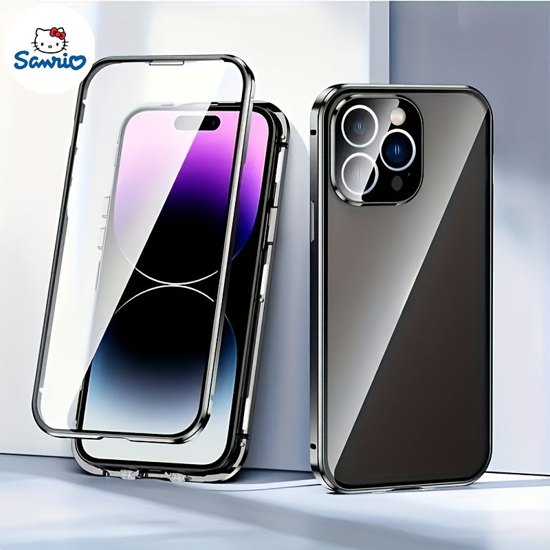 Phone Case - Suitable for Iphone 16/15/14/13/12 Pro Max PLUS Anti-Peep Magnetic Mobile Phone Case Transparent Back Panel Metal Frame Anti-Peep Privacy Double-Sided Anti-Peep Tempered Film Anti-Peep Mobile Phone Case