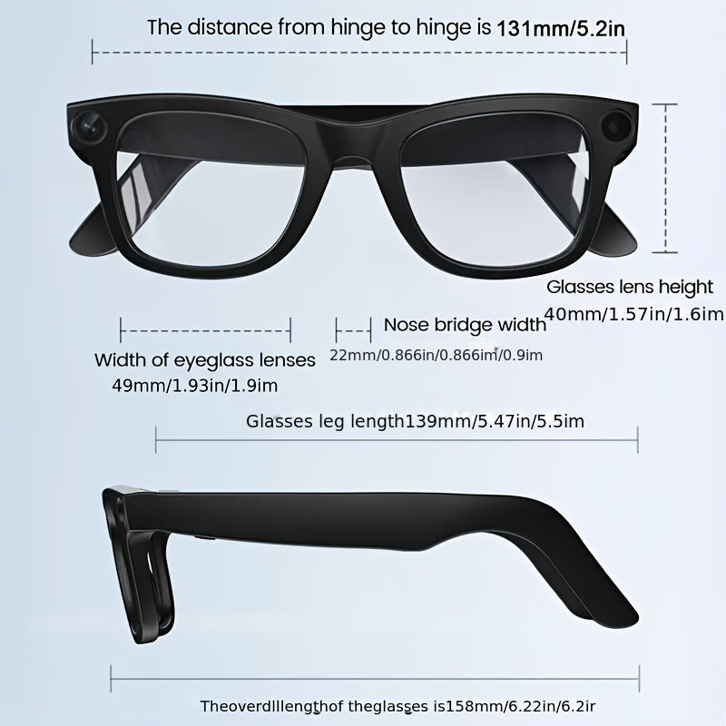 AI Smart Glasses with/without Camera Options, Touch Control, AI ChatGPT, Real Time Translation, 8MP HD Anti-Shake, Blue Light Protection, Noise Reduction Dual Mics, HD Recording & Wireless Calling, for Cycling, Driving, Fishing, Office, Travel FPV