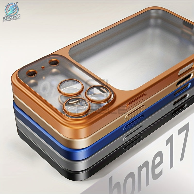 Phone Case: Luxury Matte Transparent Wireless Charging Phone Case for iPhone 12/13/14/15/16/17 Air Pro Max with Shockproof Lens Film and Clear Back Cover