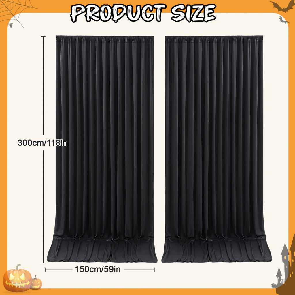 2pcs, 5Ftx10Ft White And Black Backdrop Curtain Ideal for Parties And Weddings, Wrinkle-Resistant Photo Curtain Background Fabric Trim Perfect for Wedding Backdrops, Christmas, Halloween, And Birthday Celebrations